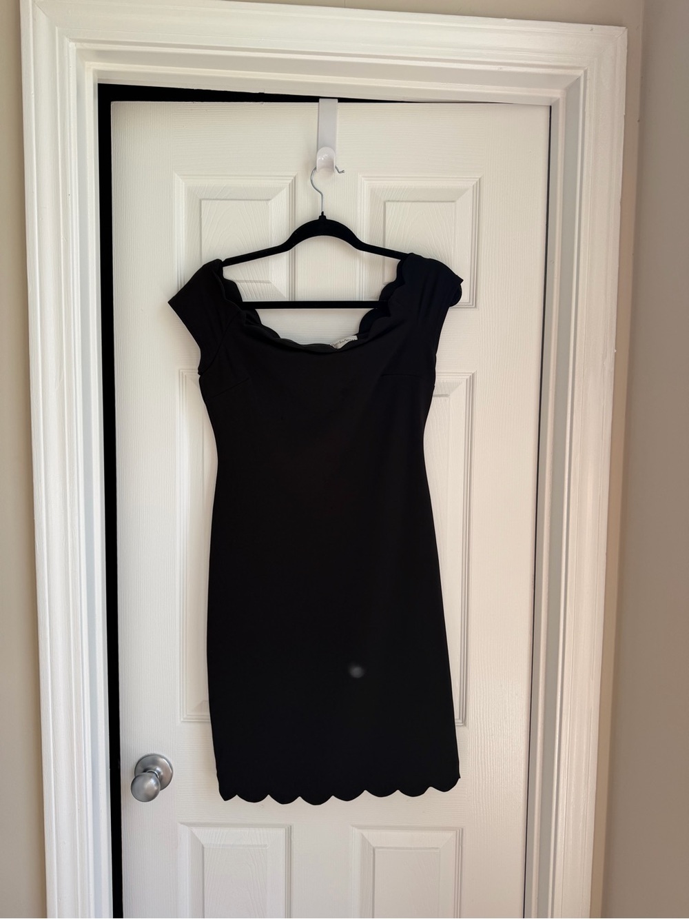 Elegant Black Scalloped-Off Shoulder Mini Dress